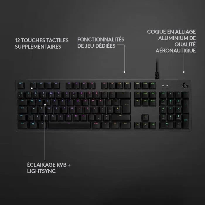 Logitech G Teclado Mecánico Lightsync G512 RGB Carbono
