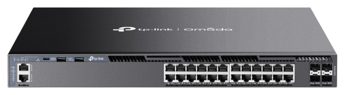 TP-Link Omada SG6428X Switch Gestionado L3, 24 Puertos Gigabit, 4 SFP+ 10G, 1U Negro