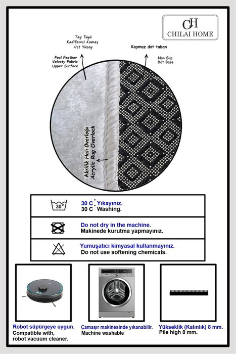 Mijölnir Juego de Alfombrillas de Baño 3 Piezas Poliéster Negro