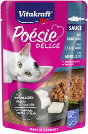 Vitakraft Poesie Delisauce Pouch Bacalao 23x85g Gatos Snacks Sin Azúcar