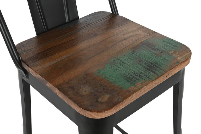 DKD Home Decor Taburete Bar Metal Horeca, 2 Unidades, Negro y Marrón, Madera y Metal, 40 x 97.5 x 41 cm