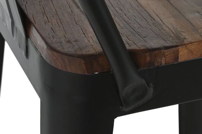 DKD Home Decor Taburete Bar Metal Horeca, 2 Unidades, Negro y Marrón, Madera y Metal, 40 x 97.5 x 41 cm