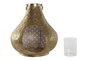 DKD Home Decor Portavelas Dorado Metal y Cristal 25 x 26.5 x 25 cm