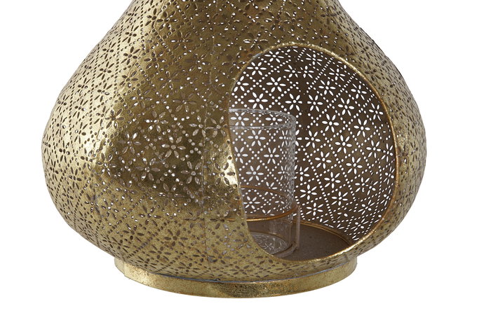 DKD Home Decor Portavelas Dorado Metal y Cristal 25 x 26.5 x 25 cm