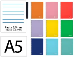 Liderpapel Cuaderno Espiral A5 Witty Tapa Dura 80 Hojas 90gr Pauta Ancha 3,5mm Colores Surtidos