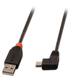 Lindy Cable USB 2.0 de 1m - Conector Tipo A a Mini-B, Ángulo Recto de 90 Grados
