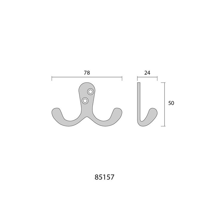 Edm Colgador Doble Latón Níquel Mate 7,5 x 5 cm