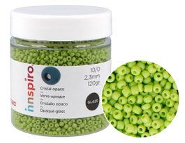 Innspiro Rocalla de Vidrio Redonda Verde Aguacate Opaco 2,3mm 120g