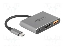 DeLOCK Adaptador USB Type-C a HDMI 4K con USB Type-A y USB Type-C PD 2.0 90 W 61071