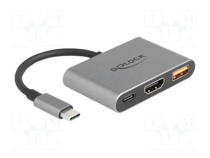 DeLOCK Adaptador USB Type-C a HDMI 4K con USB Type-A y USB Type-C PD 2.0 90 W 61071 DeLOCK Adaptador USB Type-C a HDMI 4K con USB Type-A y USB Type-C PD 2.0 90 W 61071