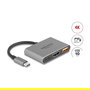 DeLOCK 61071 Adaptador USB-C a HDMI 4K 30Hz con USB-A y USB-C PD 90W - Conector Macho/Hembra, 0.1m, Plug and Play, Gris