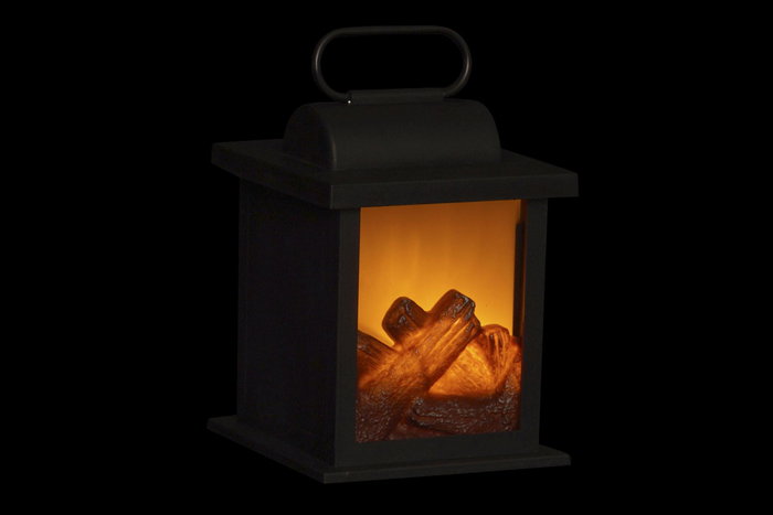 DKD Home Decor Chimenea Navidad Alpina Negra 12x18x12 cm