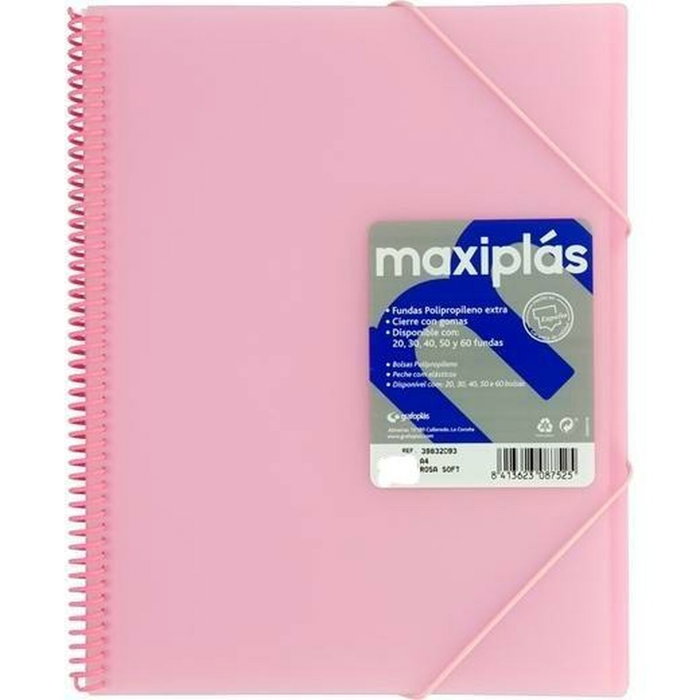 Grafoplás Carpeta Maxiplás con Espiral A4, 40 Fundas y Sobre Rosa Soft Grafoplás Carpeta Maxiplás con Espiral A4, 40 Fundas y Sobre Rosa Soft