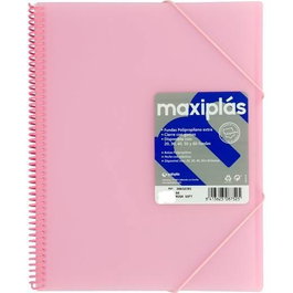 Grafoplás Carpeta Con Fundas Maxiplás Espiral A4 40 Fundas C-Sobre PP Rígido Translúcido Rosa Soft