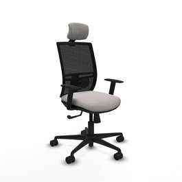 PIQUERAS Y CRESPO Silla de oficina Yunquera con mecanismo Sincro, Blanco y Negro