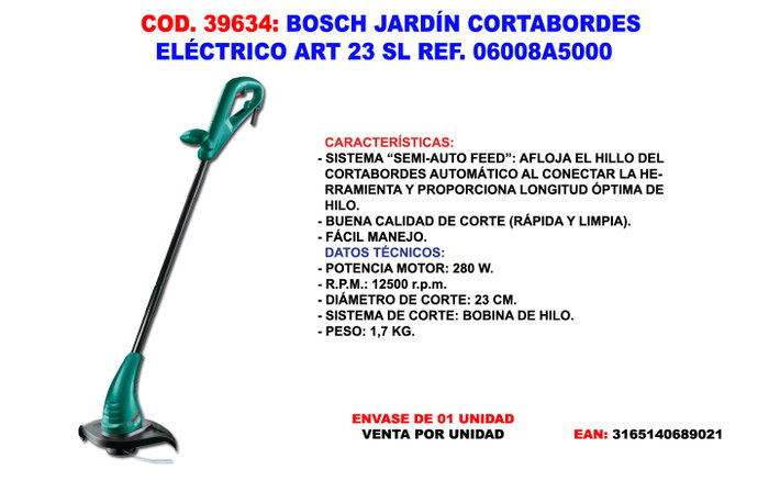 Bosch Art 23 SL Cortacésped Eléctrico 280W Bosch Art 23 SL Cortacésped Eléctrico 280W