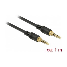 DeLOCK Cable de audio 3,5 mm 4 Pin Macho a Macho, 1 m, Negro