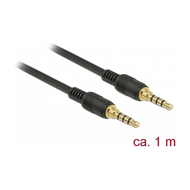 DeLOCK Cable de audio 3,5 mm 4 Pin Macho a Macho, 1 m, Negro DeLOCK Cable de audio 3,5 mm 4 Pin Macho a Macho, 1 m, Negro