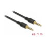DeLOCK Cable de audio 3,5 mm 4 Pin Macho a Macho, 1 m, Negro