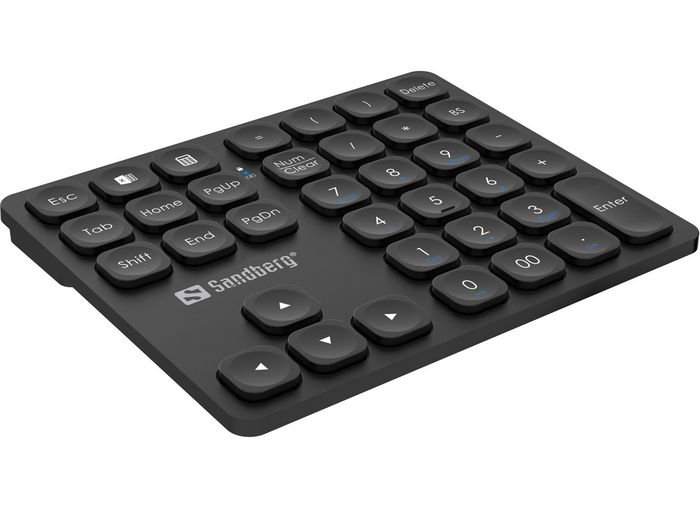 Sandberg Wireless Numeric Keypad Pro Extensión de Teclado Numérico Inalámbrico con Atajos Rápidos y Teclas de Flecha