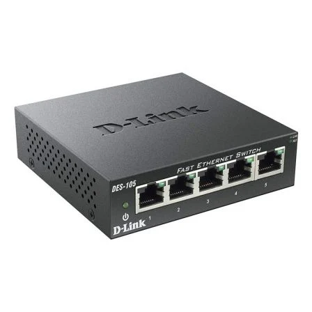 Dlink DES-105 Switch Ethernet 5 Puertos RJ-45 10/100 Mbps Plug and Play