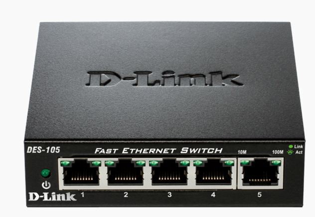 D-Link DES-105 Switch de 5 puertos Fast Ethernet Negro