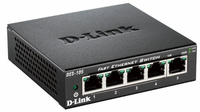 D-Link DES-105 Switch de 5 puertos Fast Ethernet RJ-45 10/100 Mbps Negro