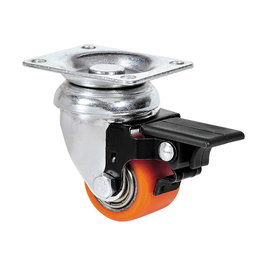 Ruedas Alex Rueda giratoria con placa y freno, rodamiento de bolas, color naranja, carga máx. 100 kg, Ø 3,5 cm