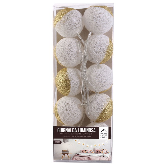 Home Deco Light Guirnalda de Luz 10 LED Blanco/Oro