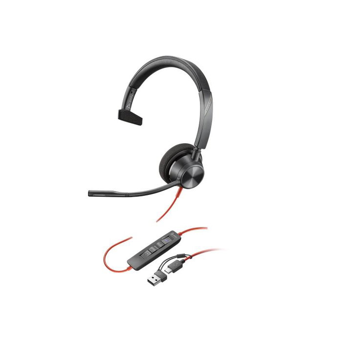 Poly Blackwire 3310 Auriculares Monoaurales USB-C con Certificación Microsoft Teams