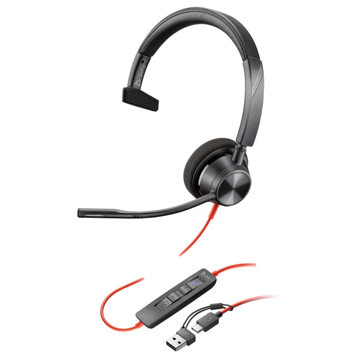 Poly Blackwire 3310 Auriculares Monoaurales USB-C con Certificación Microsoft Teams Poly Blackwire 3310 Auriculares Monoaurales USB-C con Certificación Microsoft Teams