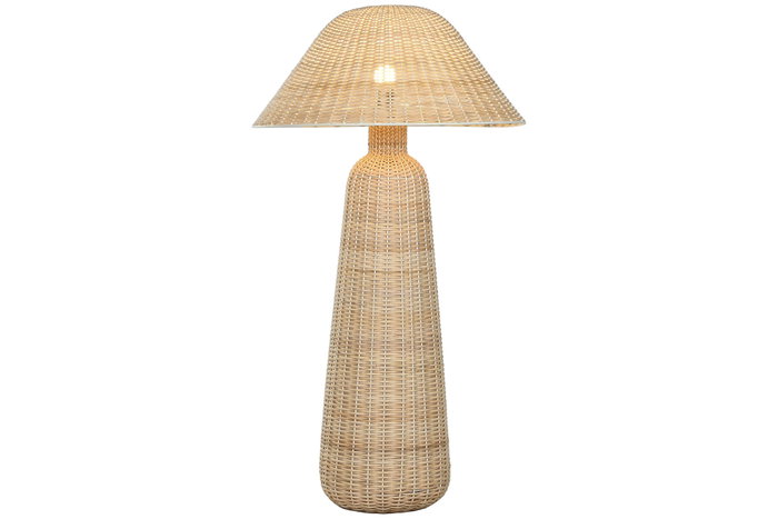 DKD Home Decor Lámpara de pie de ratán beige 60x60x112 cm