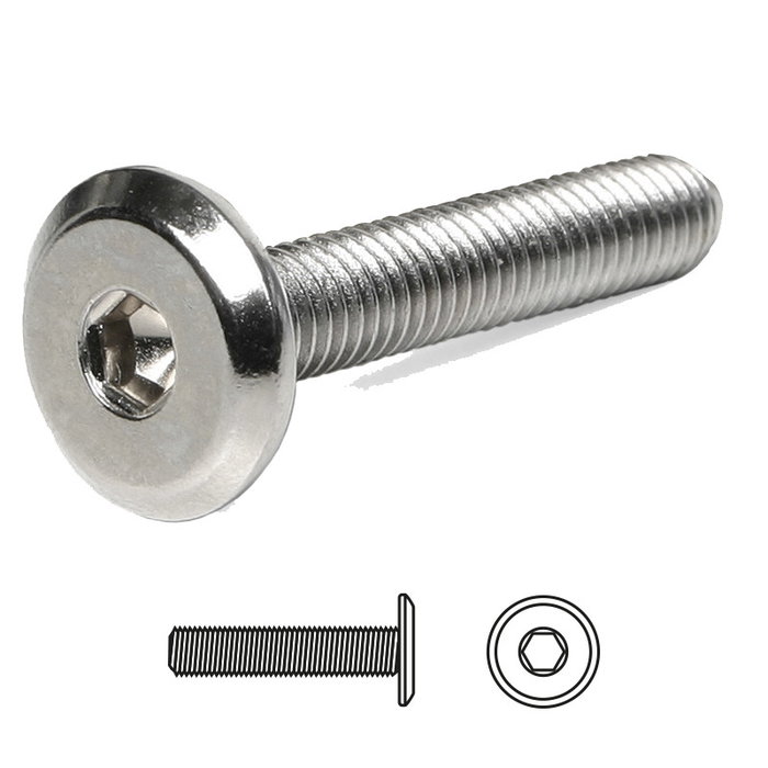 UCAFIX Tornillo Embellecedor Cegas Cabeza Plana Allen M8 8mm x 100mm Níquel UCAFIX Tornillo Embellecedor Cegas Cabeza Plana Allen M8 8mm x 100mm Níquel