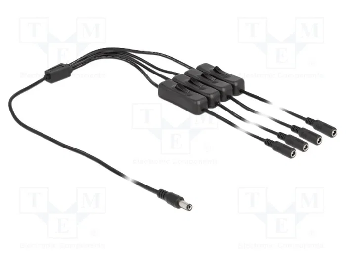 DeLOCK Cable de alimentación 5,5 x 2,1 mm macho a 4 x CC hembra con interruptor, 1 m