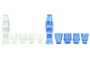 DKD Home Decor Hangzhou design 26a Vaso Mediterraneo Azul Turquesa Cristal Relieve con Pez Set de 4 8 x 27 x 8 cm Apto para lavavajillas