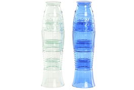DKD Home Decor Hangzhou design 26a Vaso Mediterraneo Azul Turquesa Cristal Relieve con Pez Set de 4 8 x 27 x 8 cm Apto para lavavajillas