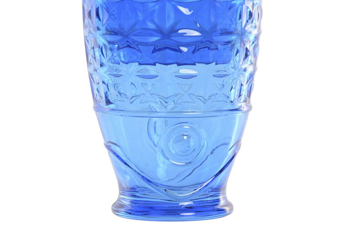 DKD Home Decor Hangzhou design 26a Vaso Mediterraneo Azul Turquesa Cristal Relieve con Pez Set de 4 8 x 27 x 8 cm Apto para lavavajillas