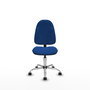 Silla de oficina Algarra con mecanismo Contacto permanente básico tapizada con Similpiel color Azul. Equipada con Base cromada, Sin brazos y Ruedas autofrenantes