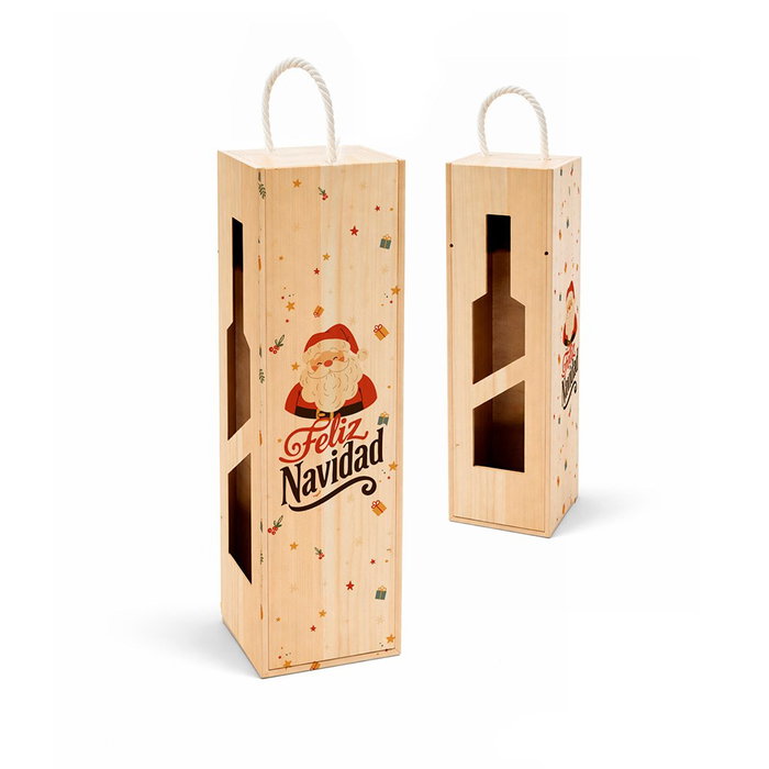 Funny Xmas Caja para botella de madera decorada navidad Funny Xmas Caja para botella de madera decorada navidad