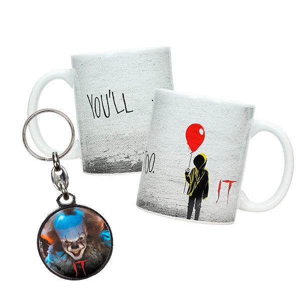 SD Toys Pack de Taza de Cerámica y Llavero Metálico IT You'll Float Too