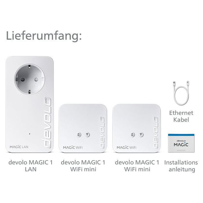 Devolo Magic 1 WiFi mini Adaptador Powerline Kit 1200 Mbps, WiFi 4 300 Mbps, 1 Puerto LAN, Blanco, Multiroom