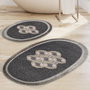 Mijölnir E4_817-İhracat000013 Juego de alfombras de baño Antracita 2 Piezas Poliéster Antideslizante Antibacteriano Lavable a Máquina 55x65cm 65x115cm