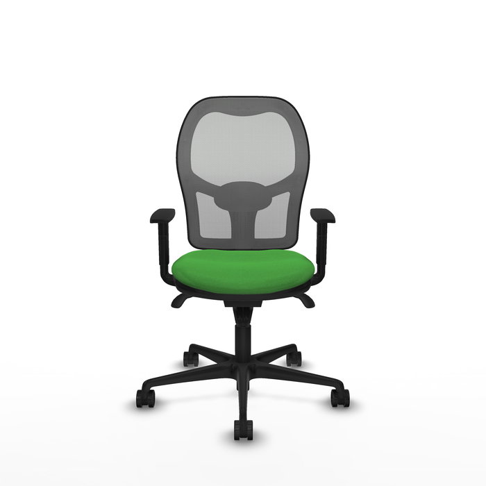 Silla de oficina Jorquera con mecanismo Sincro tapizada con Tela color Verde y malla color Gris. Equipada con lumbar 1D, Brazos 1D y Ruedas 65mm nailon Silla de oficina Jorquera con mecanismo Sincro tapizada con Tela color Verde y malla color Gris. Equipada con lumbar 1D, Brazos 1D y Ruedas 65mm nailon