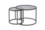 Aurum Juego de Mesas de Café 60x42 cm Negro Gris Vidrio Templado Metal Elegante Sofisticado