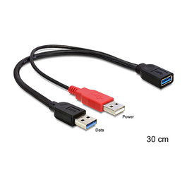 DeLOCK Cable USB 3.2 Gen 1 0.3 m Hembra 2x USB A a Macho USB A 5 Gbit/s