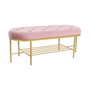 DKD Home Decor Descalzadora de Poliéster y Metal Rosa y Dorado 100x35x40 cm