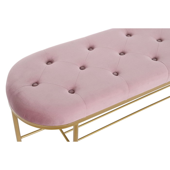 DKD Home Decor Descalzadora de Poliéster y Metal Rosa y Dorado 100x35x40 cm