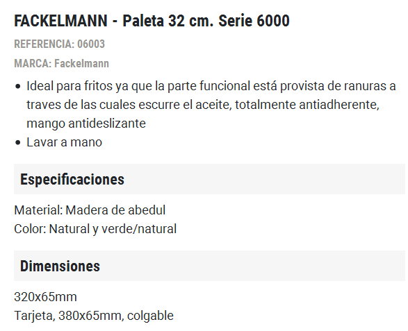 Fackelmann Paleta de Madera con Mango Soft Touch de 32 cm de longitud