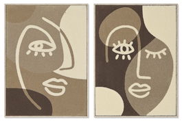 DKD Home Decor Cuadro Estilo Nórdico Marrón Oscuro/Claro con Cara Abstracta, Lana y MDF, 53x4.3x73 cm (2 Unidades)