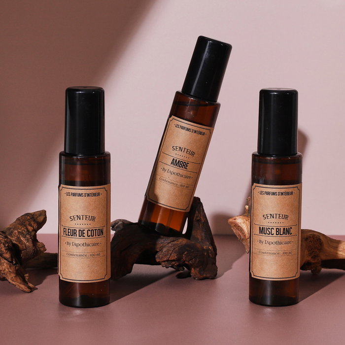 Home Deco Factory Vaporizador de Perfume Apothicaire 100 ml - Aromas Almizcle Blanco, Flor de Algodón, Ámbar